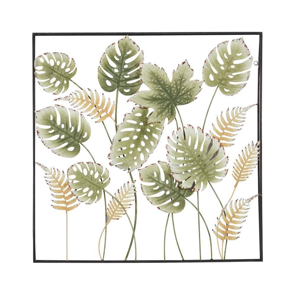 Litton Lane Metal Green Tall Cut Out Leaf Wall Decor With Intricate Laser  Cut Designs 89516 – The Home Depot Pertaining To 2017 Intricate Laser Cut Wall Art (Gallery 19 of 20)