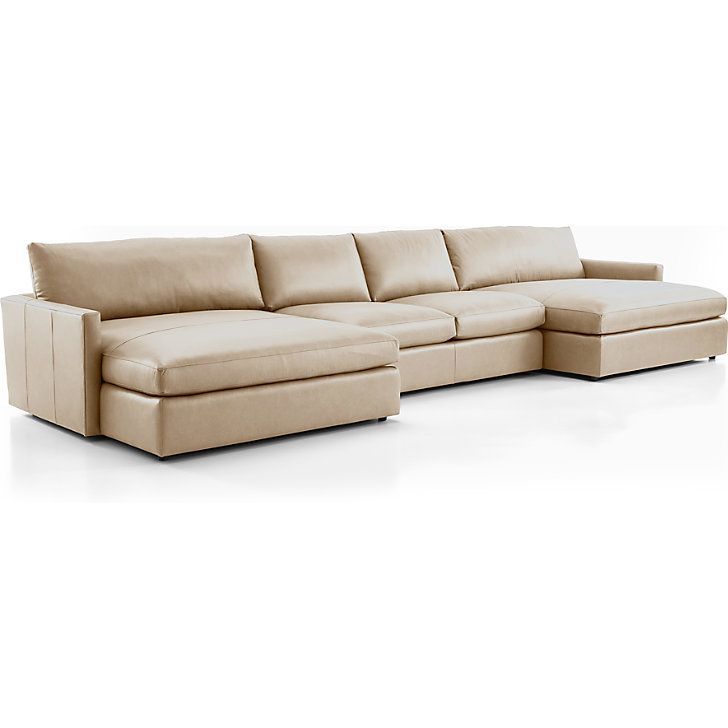 Lounge Deep Leather 3 Piece Double Chaise Sectional Sofa | Crate & Barrel | Double  Chaise Sectional, Sectional Sofa, Double Chaise For Sofas With Double Chaises (Gallery 20 of 20)