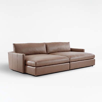 Lounge Leather 2 Piece Double Chaise Sectional Sofa | Crate & Barrel With Sofas With Double Chaises (View 18 of 20)