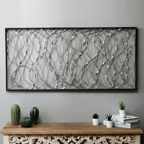 Luxenhome Metal Infinity Rectangular Wall Decor Wha781 – The Home Depot With Regard To Most Recently Released Gray Metal Wall Art (Gallery 1 of 20)
