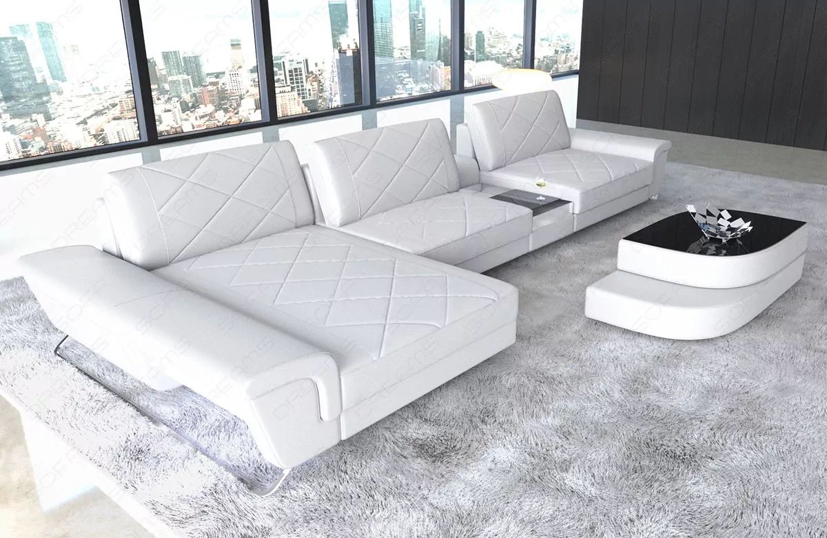 Luxury Line Top Grain Leather Sofa Bari L Shape Throughout L Shaped Couches With Adjustable Backrest (View 15 of 20)