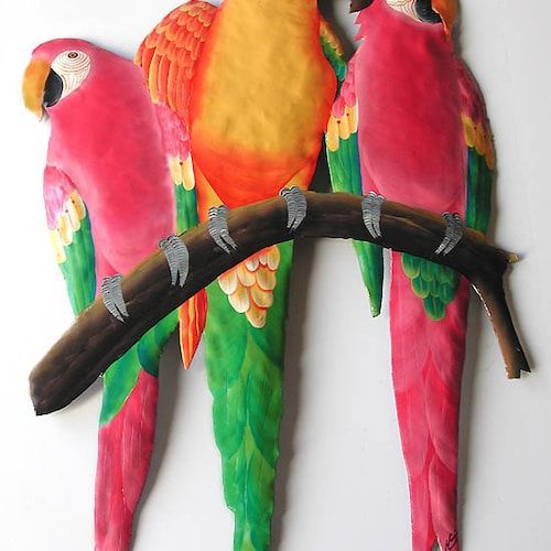 Metal Art Parrots Bright Tropical Art Painted Metal Art – Etsy With Regard To 2017 Parrot Tropical Wall Art (View 3 of 20)