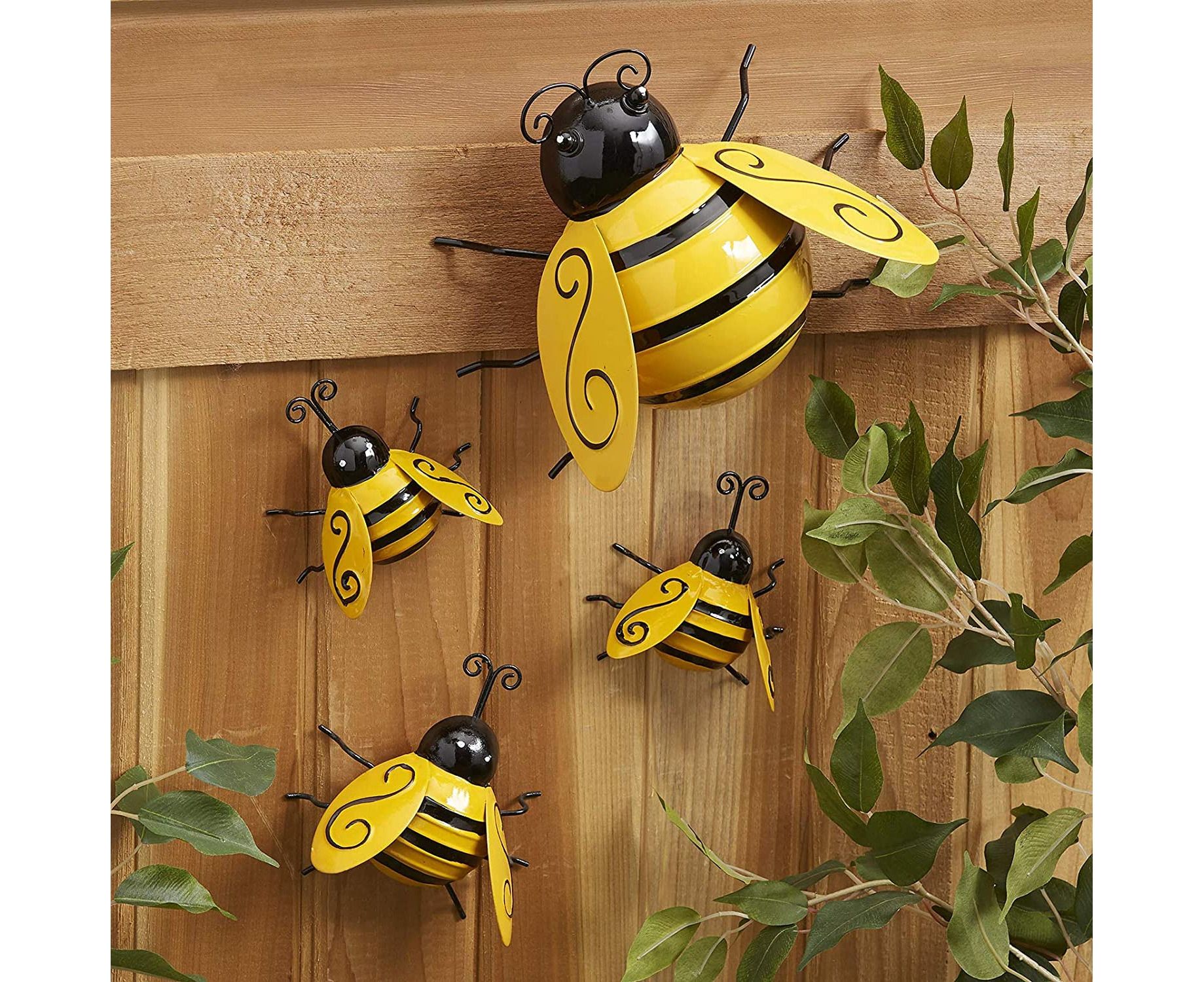 Metal Bee Decor Bumble Bee Garden Accents 3d Honey Bee Wall Ornament Lawn  Yard Fence Funny Cute Bee Figurines – Set Of 4 | Catch (View 7 of 20)