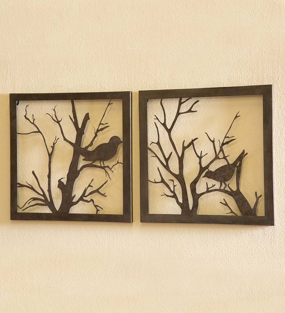 Metal Bird Wall Art, Set Of 2 | Plowhearth In Most Recent Metal Bird Wall Sculpture Wall Art (Gallery 15 of 20)