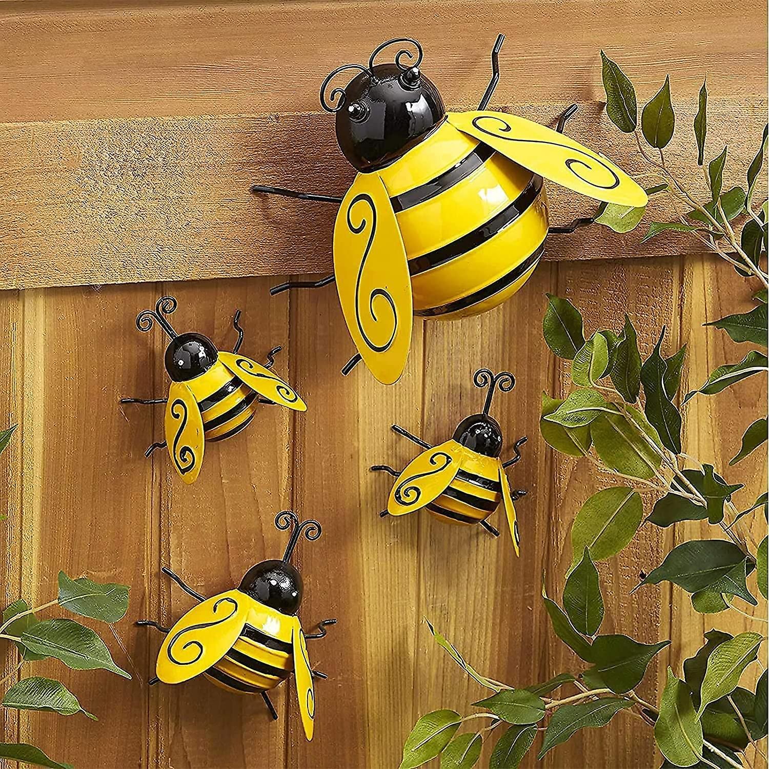 Metal Bumble Bee Decorations, 3d Iron Art Sculpture Ornament, Garden Wall  Art Bee, Garden Ornaments Outdoor Bar Bedroom Living Room Coffee Shop Wall  H | Fruugo Fr Intended For 2018 Metal Wall Bumble Bee Wall Art (Gallery 1 of 20)