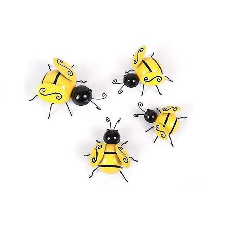 Metal Bumble Bee Decorations, 4pcs Hanging Metal Bee Wall Sculpture Statue,  Cute Bee Ornaments Decor For Outdoor Spring Garden Lawn | Fruugo Fr Pertaining To Most Current Bee Ornament Wall Art (View 3 of 20)