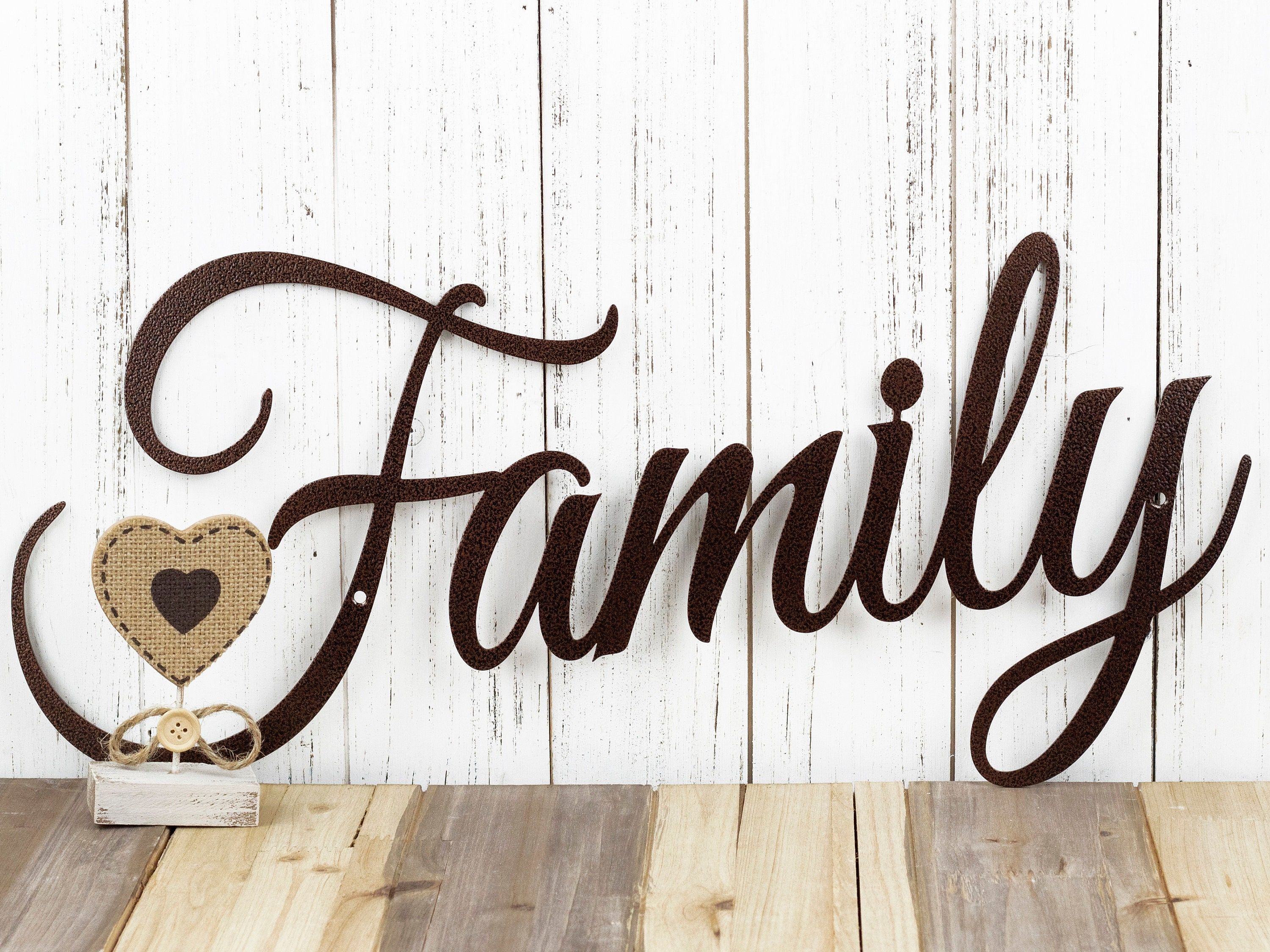 Metal Family Sign Metal Word Art Steel Signs Wall Hanging – Etsy Inside Recent Family Wall Sign Metal (Gallery 17 of 20)