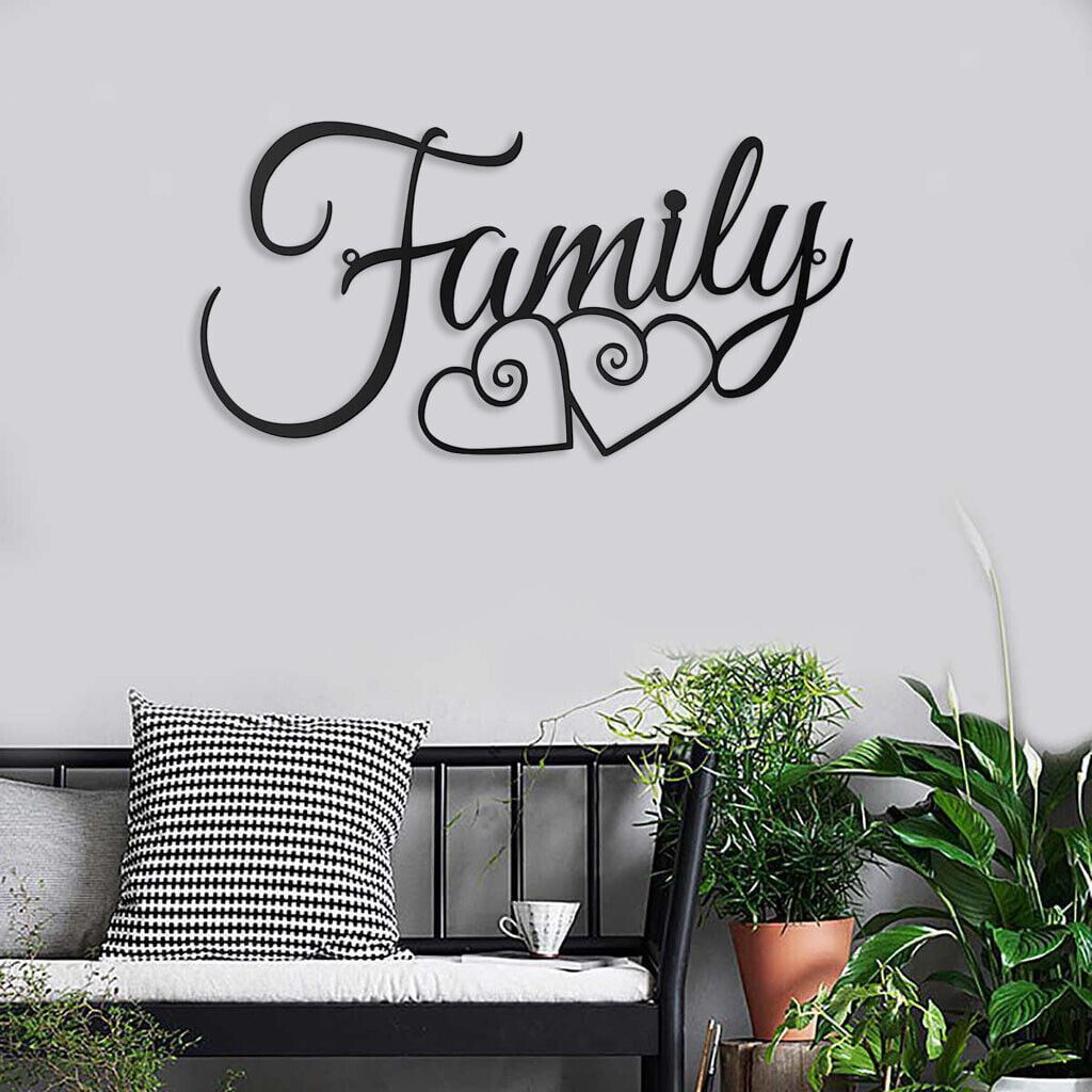 Metal Family Signs For Home Decor, Black Family Sign Heavy Iron Wall Art  Cut Out – Walmart Intended For Current Family Wall Sign Metal (View 11 of 20)