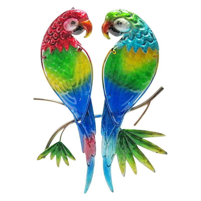 Metal & Glass Parrot Outdoor Wall Decor, 17" Intended For 2017 Bird Macaw Wall Sculpture (Gallery 12 of 20)
