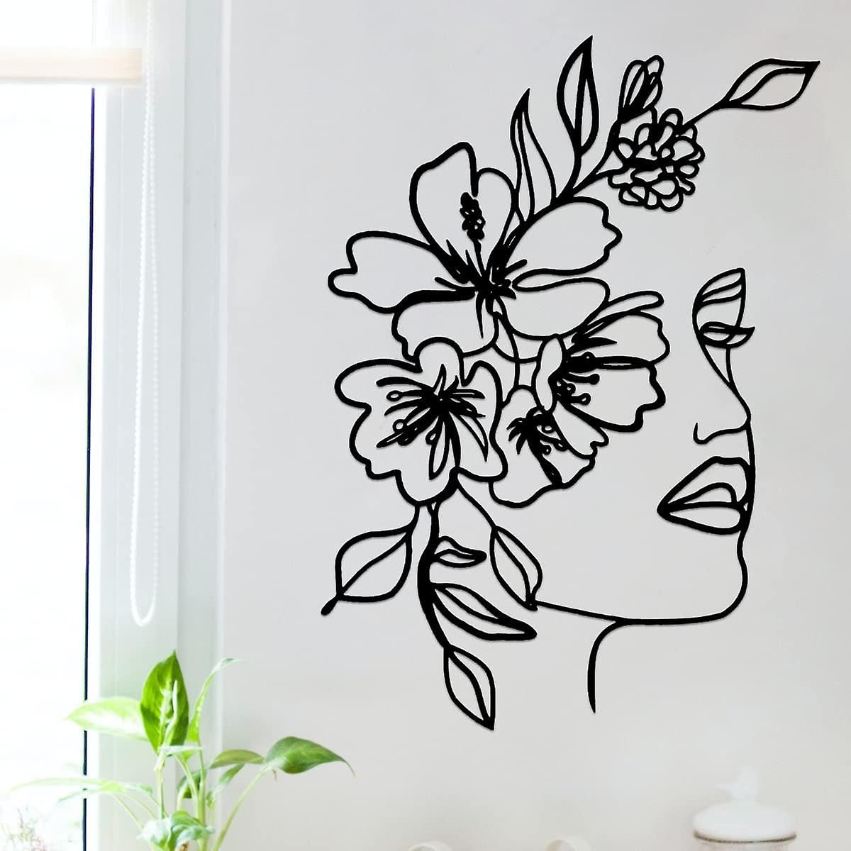 Metal Line Art Wall Decoration Metal Wall Art Abstract Woman Face Wall Art  Line Dcor | Fruugo It In Most Recently Released Women Face Wall Art (Gallery 1 of 20)