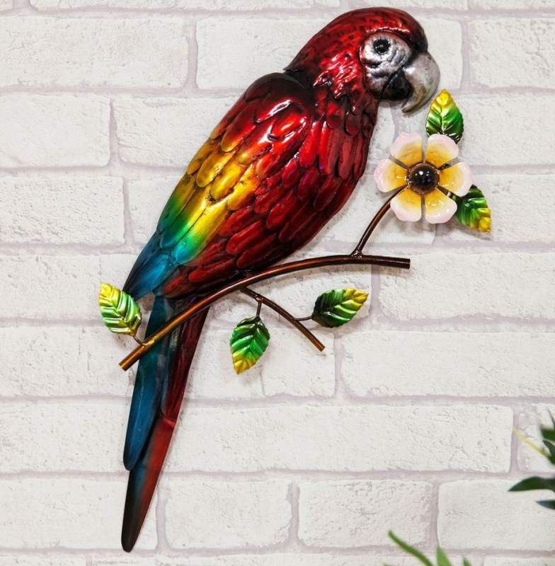 Metal Macaw Parrot Wall Art – The Garden Factory With Regard To Newest Bird Macaw Wall Sculpture (View 6 of 20)