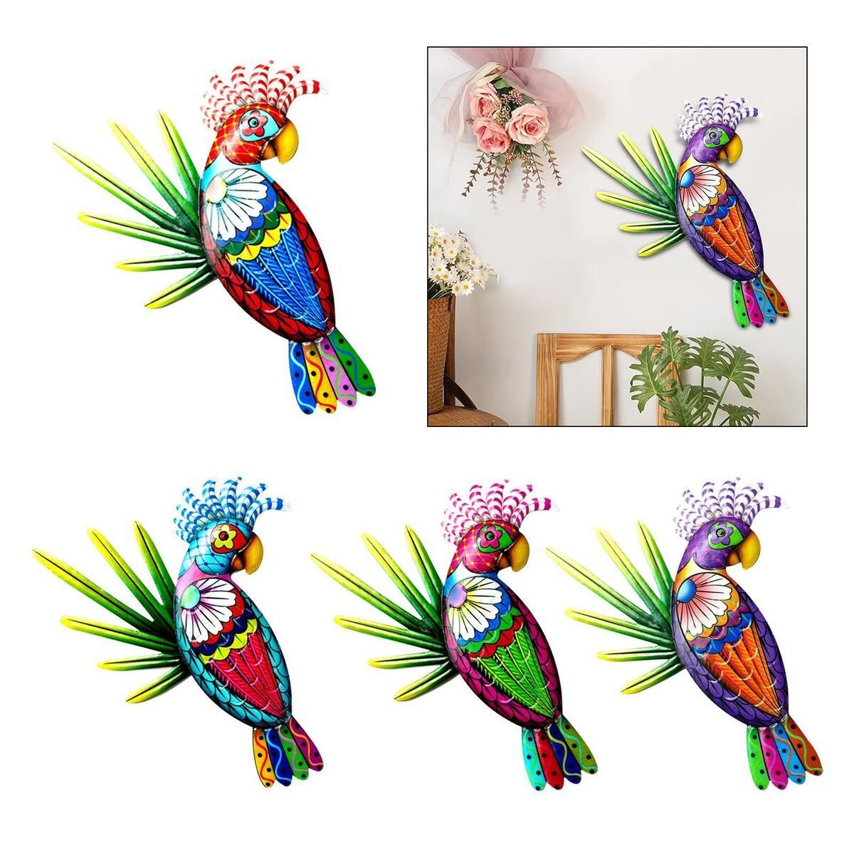 Metal Parrot Decor Colorful Birds 3d Outdoor Sculpture Iron Outdoor | Ebay Regarding Most Popular 3d Metal Colorful Birds Sculptures (View 3 of 20)