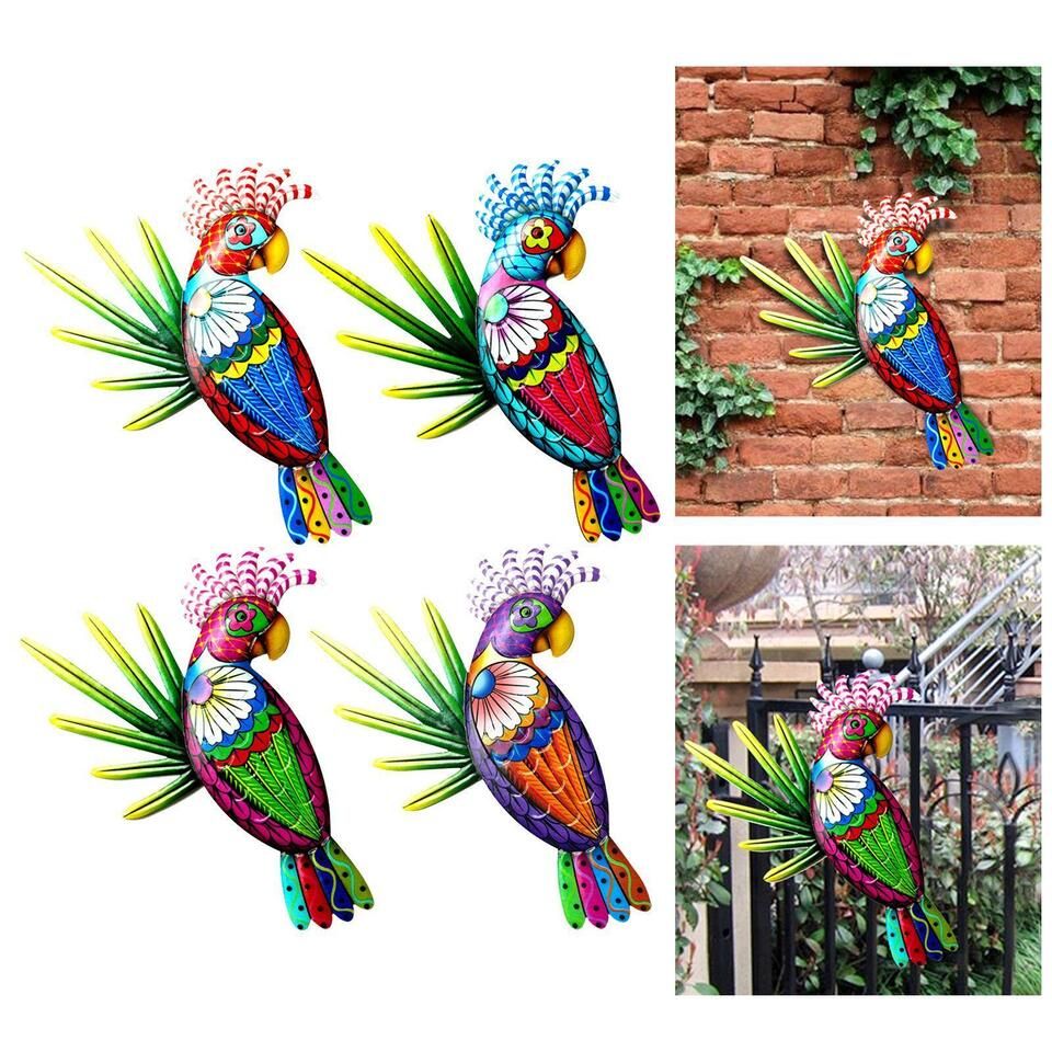 Metal Parrot Wall Art Decor Colorful Birds 3d Wall Art Sculptures For Fence  | Ebay Inside Most Up To Date 3d Metal Colorful Birds Sculptures (View 8 of 20)