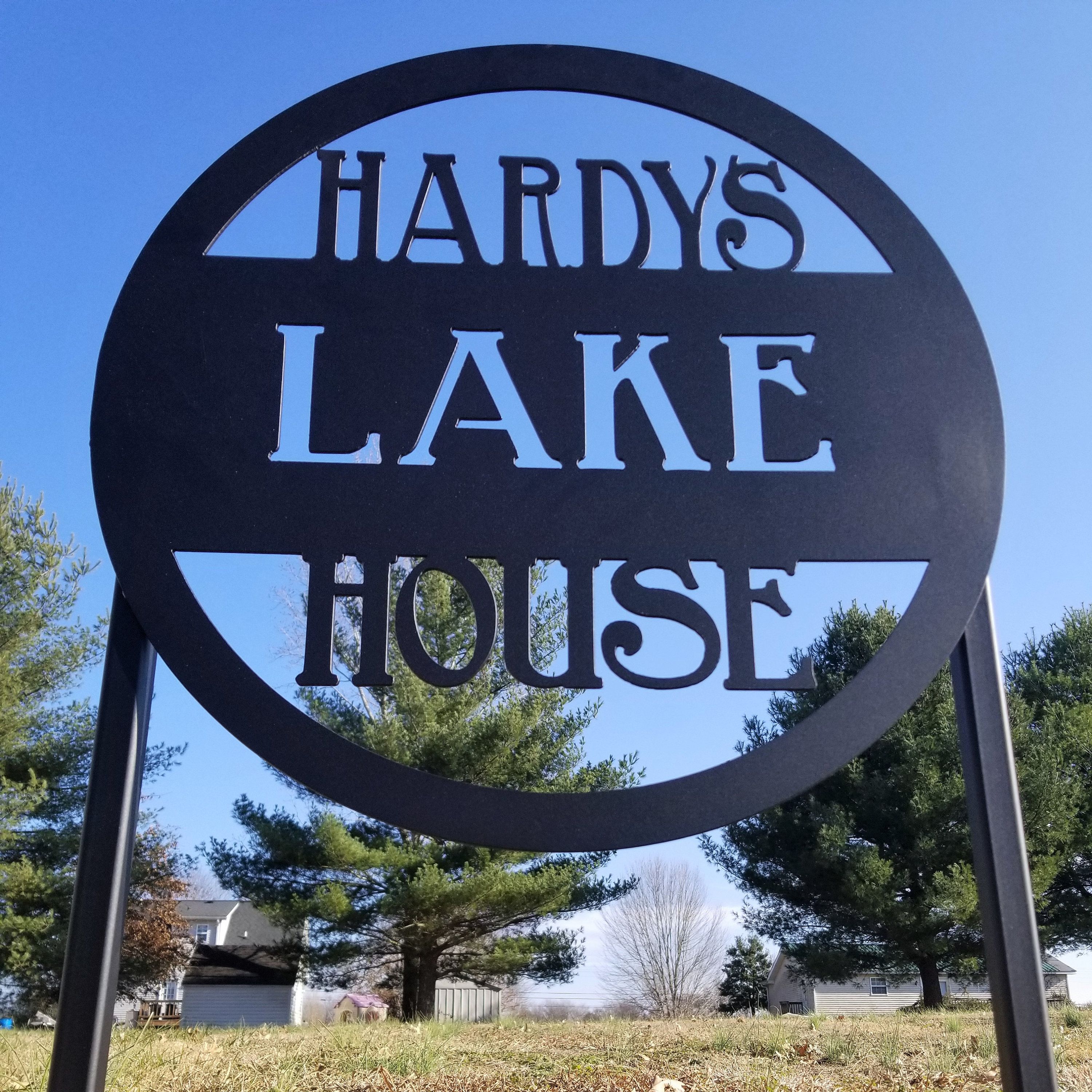 Metal Planter Sign Lake House Address With Stakes Outdoor – Etsy Pertaining To 2018 Metal Sign Stake Wall Art (Gallery 2 of 20)
