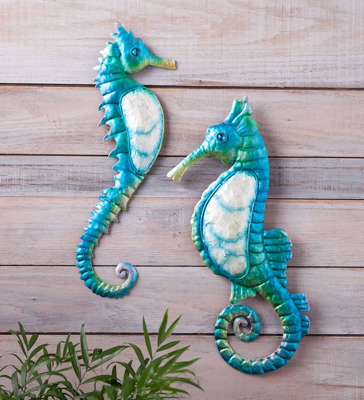 Metal Seahorse Wall Art With Capiz Accents, Set Of 2 | Wind And Weather Pertaining To Best And Newest Seahorse Wall Art (View 3 of 20)