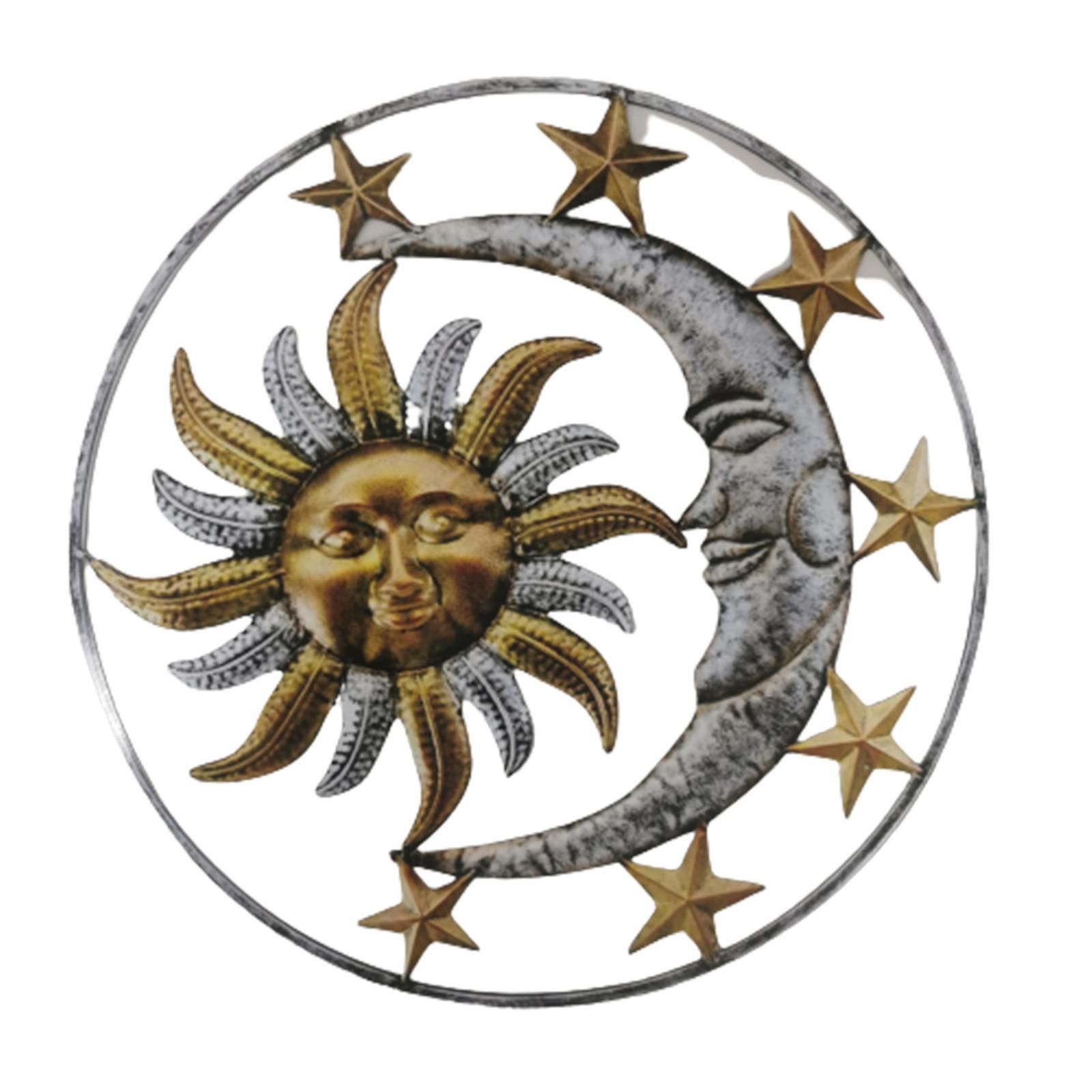 Metal Wall Art Decoration Creative Sun Moon Star Statue Hanging Ornament  For Home Living Room Garden | Fruugo It Intended For Latest Sun Moon Star Wall Art (View 4 of 20)