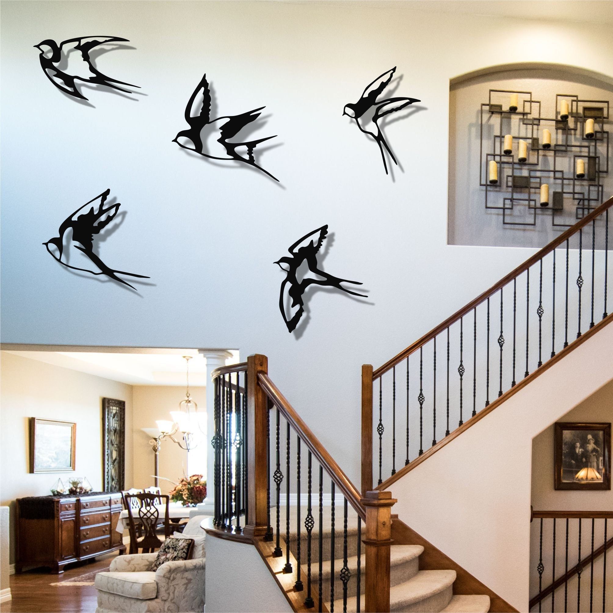 Metal Wall Art Swallow Birds Set Of 5 Bird Sign Metal Birds – Etsy For Most Recent Metal Bird Wall Art (Gallery 2 of 20)