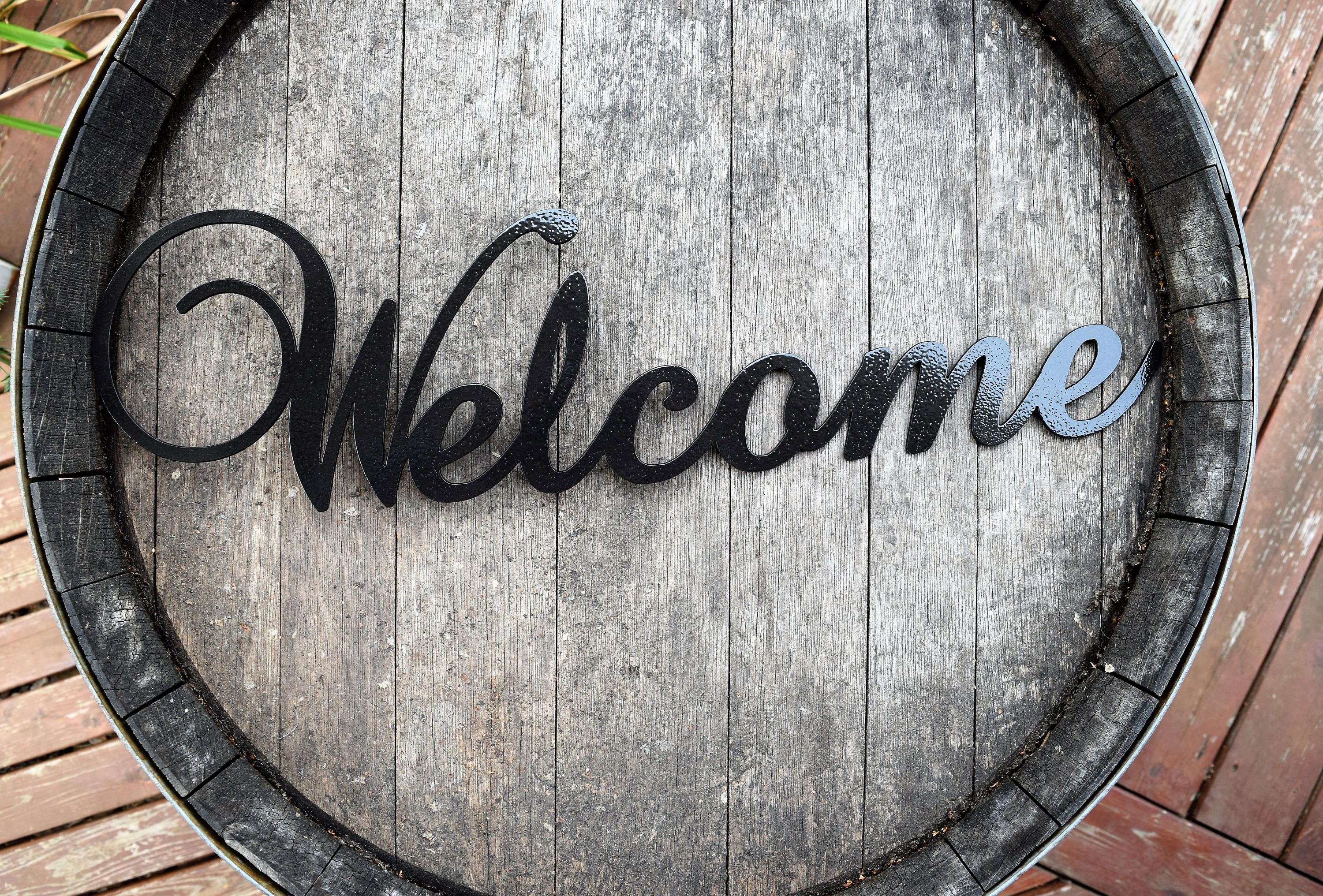 Metal Welcome Sign Metal Wall Art Monogram Metal Art Metal – Etsy Canada Within Most Recently Released Vintage Metal Welcome Sign Wall Art (View 3 of 20)