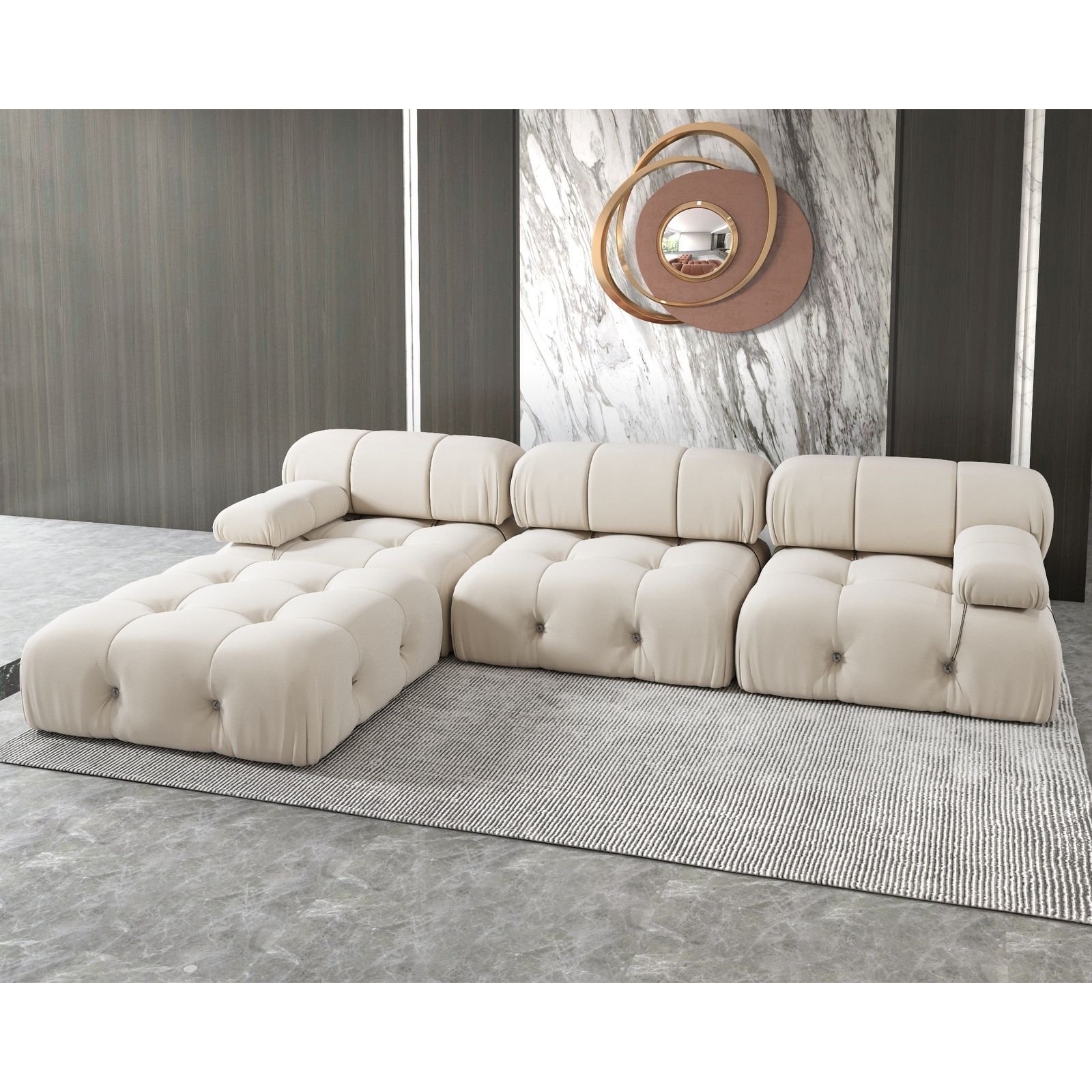 Modern Velvet Upholstered Large Modular Sectional Sofa – On Sale – –  35271394 In Upholstered Modular Couches With Storage (View 9 of 20)