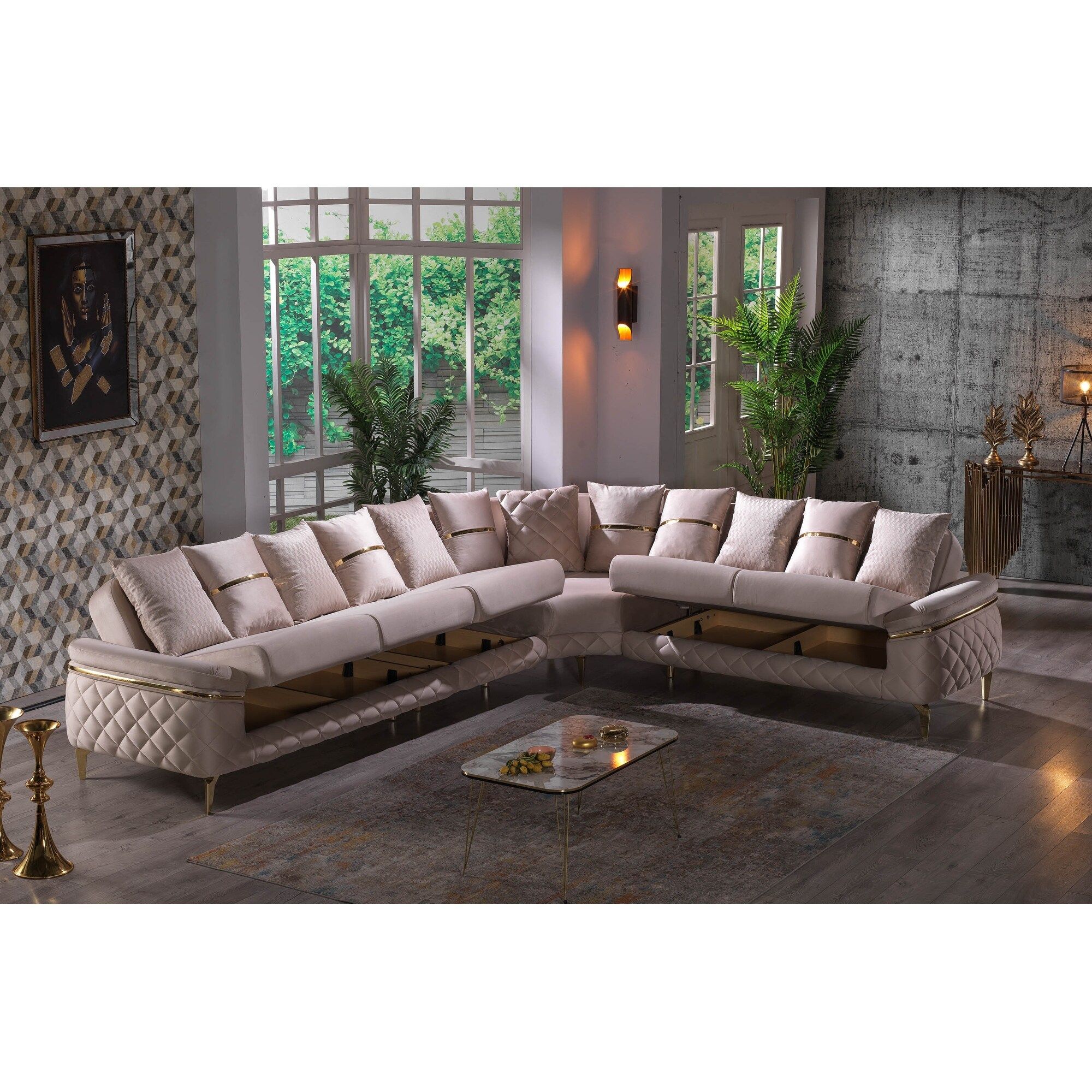 Mondi 127" Wide, Square Arm And Pillow Back Sectional Sofa – – 37027513 Regarding Pillowback Sofa Sectionals (View 6 of 20)