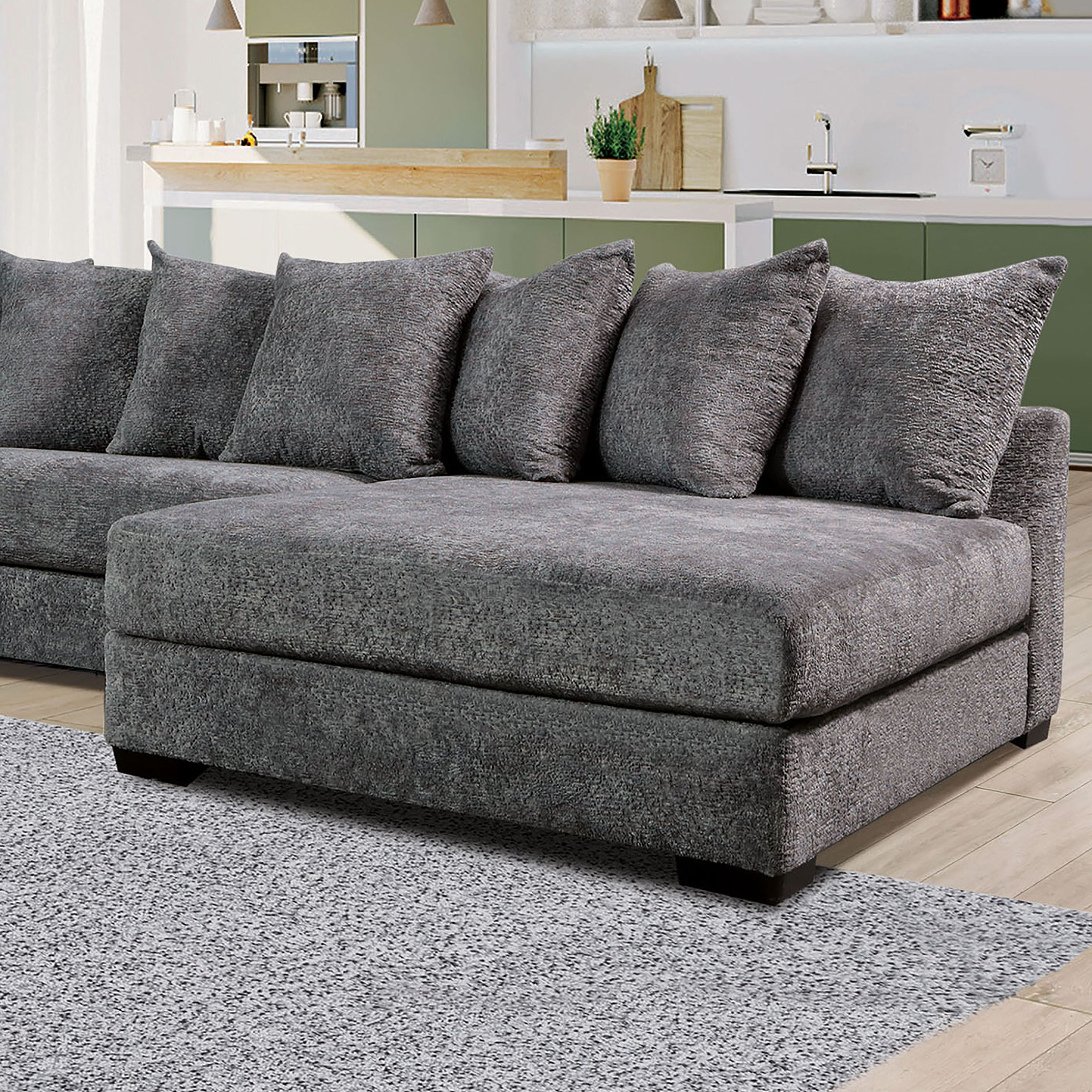 Nize Contemporary Grey Pillowback Sectionalfurniture Of America – –  36679208 With Pillowback Sofa Sectionals (View 5 of 20)