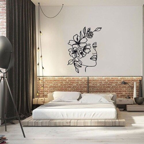 One Line Women Face With Floral Large Metal Wall Art For – Etsy Intended For Most Recent Large Single Line Metal Wall Art (Gallery 10 of 20)