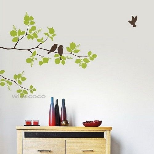 Painting Birds On A Wall | Birds On Branches 85inchesremovable Wall Art  Homewiwicoco (View 7 of 20)