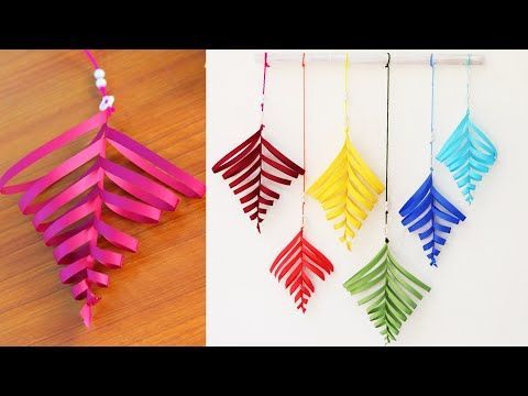 Paper Leaf Wall Hanging Tutorial – Diy Easy Wall Decoration Ideas – Youtube  | Paper Wall Decor, Simple Wall Decor, Wall Hanging Crafts Within Most Popular Wall Hanging Decorations (View 7 of 20)