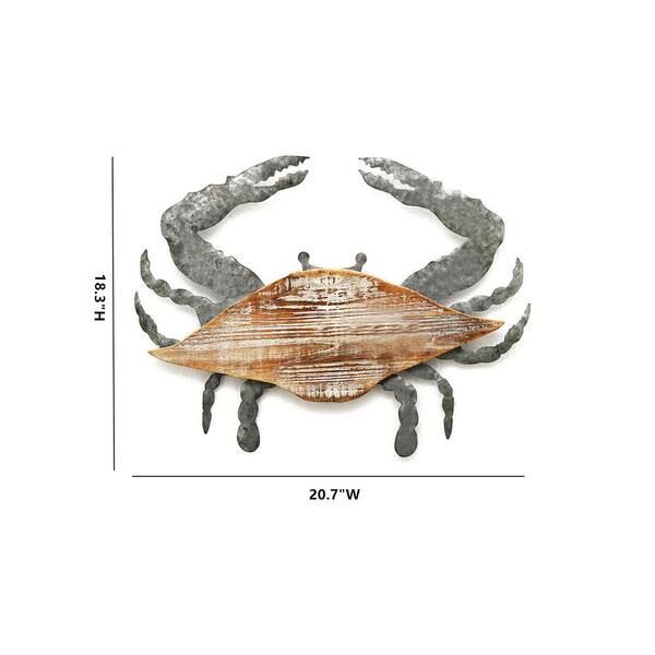 Parisloft Farmhouse 3d Wood And Galvanized Ocean Theme Crab Wall Art Uh199  – The Home Depot Regarding Best And Newest Crab Wall Art (View 17 of 20)