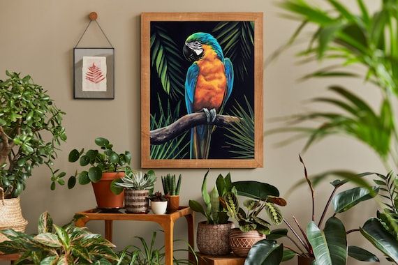 Parrot Print For Tropical Wall Decor Parrot Poster Macaw – Etsy In Most Up To Date Parrot Tropical Wall Art (View 20 of 20)