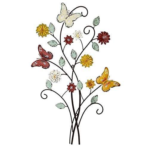 Remenna Metal Wall Art  Flower & Butterfly Wall Decor Modern Farmhouse  Decoration Rustic Wall Decor For Bedroom Bathroom Living Room Outdoor  Garden 27inch×17inch – Farmhouse Goals In 2017 Farmhouse Ornament Wall Art (View 14 of 20)