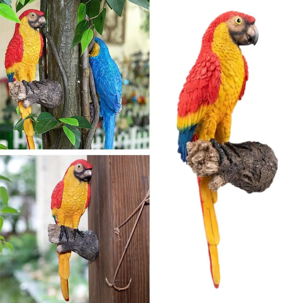 Resin Parrot Statue Wall Mounted Diy Tropical Macaws Wall Sculpture Office  | Ebay Throughout Best And Newest Bird Macaw Wall Sculpture (Gallery 11 of 20)