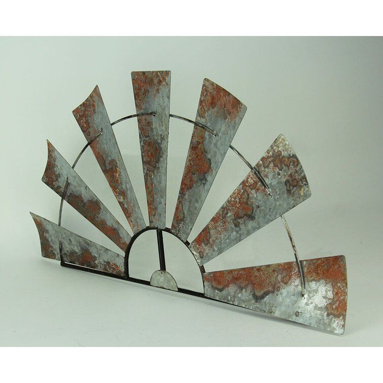 Rosalind Wheeler Galvanized Metal Half Windmill Wall Sculpture Large Rustic  Home Decor Country Farmhouse Art Decoration Wall Décor & Reviews | Wayfair Throughout Best And Newest Farmhouse Ornament Wall Art (Gallery 17 of 20)