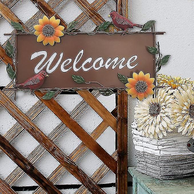Sajy Metal Welcome Sign With Sunflower & Bird Decor Vintage Wall Hanging  Gates Plaque | Fruugo It Pertaining To Most Popular Vintage Metal Welcome Sign Wall Art (View 17 of 20)