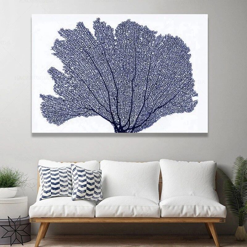 Sea Coral Posters And Prints Tropical Wall Art Canvas Painting Blue Coastal  Plants Picture For Nautical Home Decor|painting & Calligraphy| – Aliexpress Inside Most Current Nautical Tropical Wall Art (Gallery 19 of 20)
