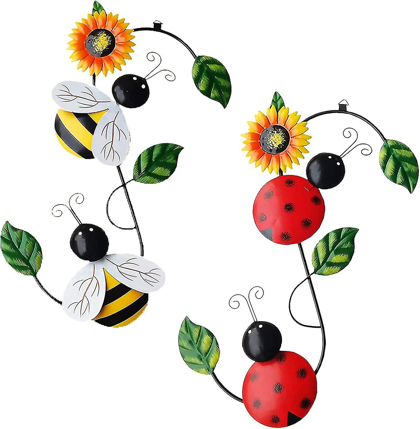 Set Of 2 Metal Bumble Bee And Ladybug Wall | Fruugo Fr Intended For Most Up To Date Metal Wall Bumble Bee Wall Art (View 11 of 20)
