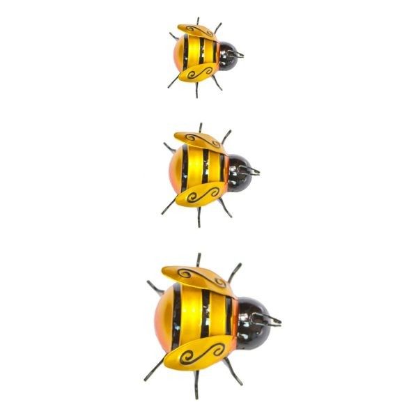 Set Of 3 Metal Bumble Bees | Wall Art | Craft Works Gallery In Most Popular Metal Wall Bumble Bee Wall Art (View 18 of 20)