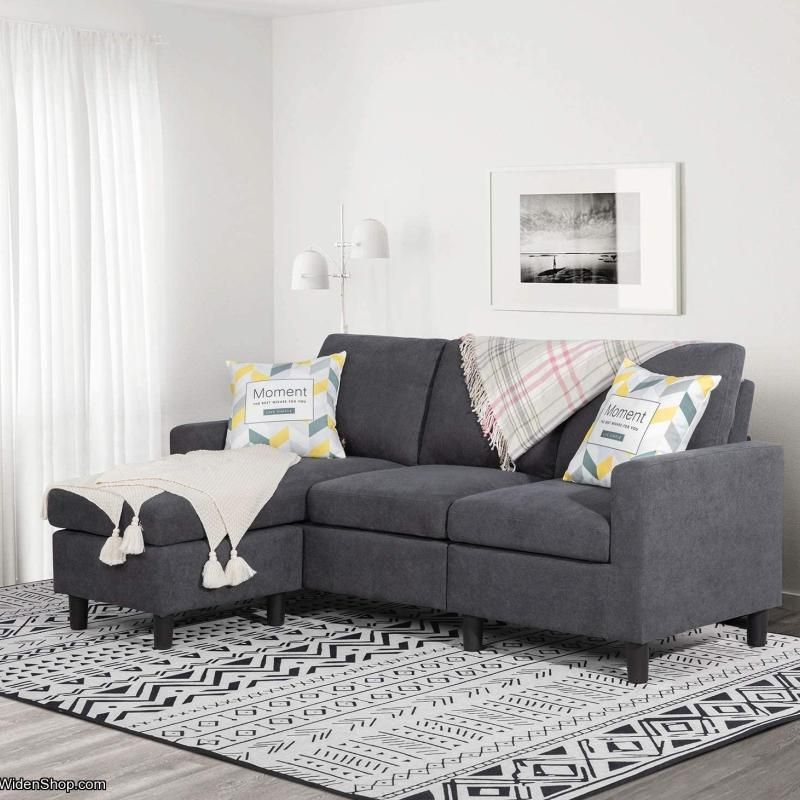 Shintenchi Convertible Sectional Sofa Couch, Modern Linen Fabric L Shaped Couch  3 Seat Sofa Sectional With Inside 3 Seat Sofa Sectionals With Reversible Chaise (View 17 of 20)
