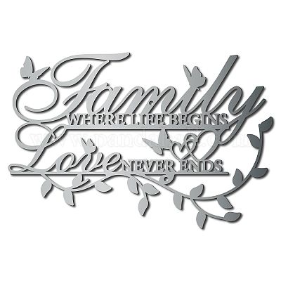 Shop Creatcabin Family Where Life Begins Love Never Ends Word Sign Metal  Wall Decor Home Family Wall Art Decorations For Living Room Bedroom Kitchen  Indoor Outdoor Garden 11.8 X 7.9 Inch Silver Regarding Best And Newest Family Wall Sign Metal (Gallery 20 of 20)