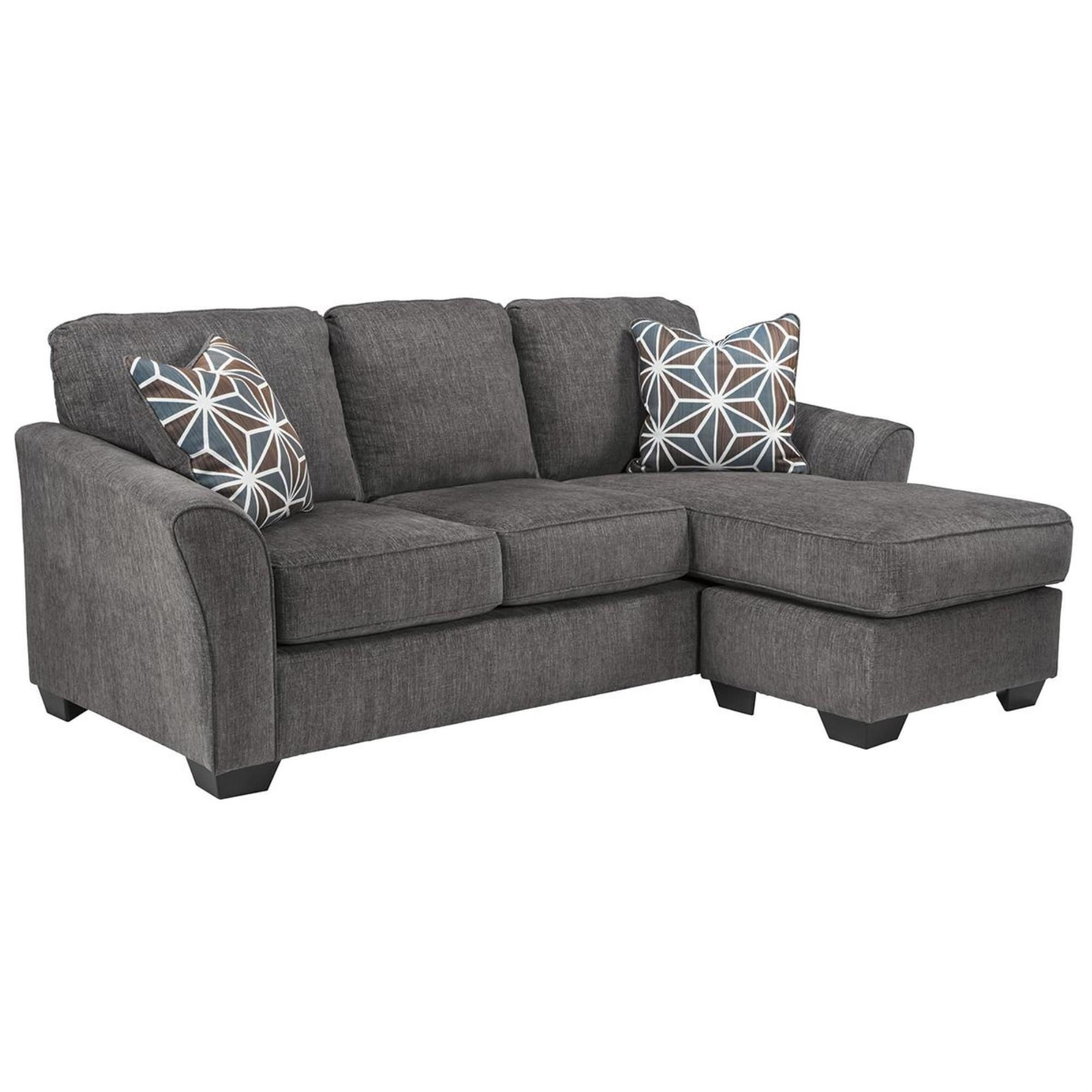 Signature Designashley Brise Queen Sleeper Sofa With Chaise In Gray |  Nfm Throughout Convertible Sofa With Matching Chaise (Gallery 17 of 20)