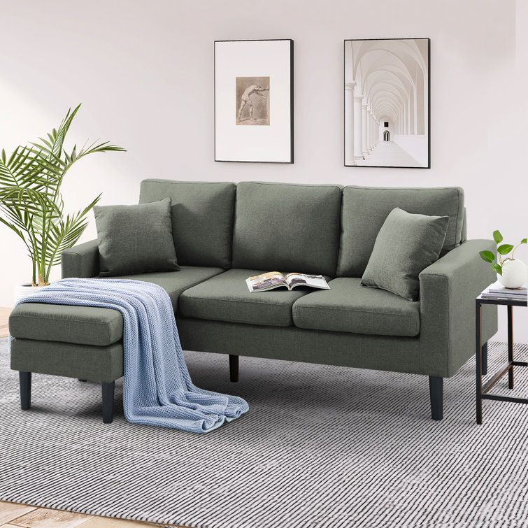 Soarflash 72" Upholstered Sectional Sofa With Ottoman | Wayfair Within Modern L Shaped Fabric Upholstered Couches (Gallery 20 of 20)