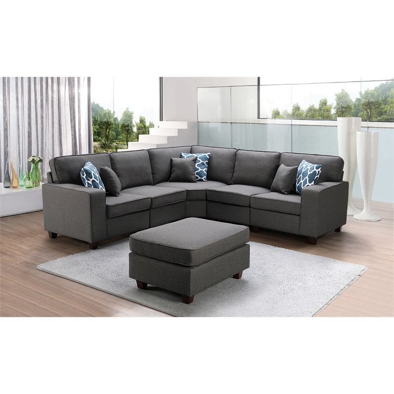 Sonoma Dark Gray Fabric 6pc Modular Sectional Sofa And Ottoman |  Bushfurniturecollection Within Sectional Sofas With Movable Ottoman (View 15 of 20)