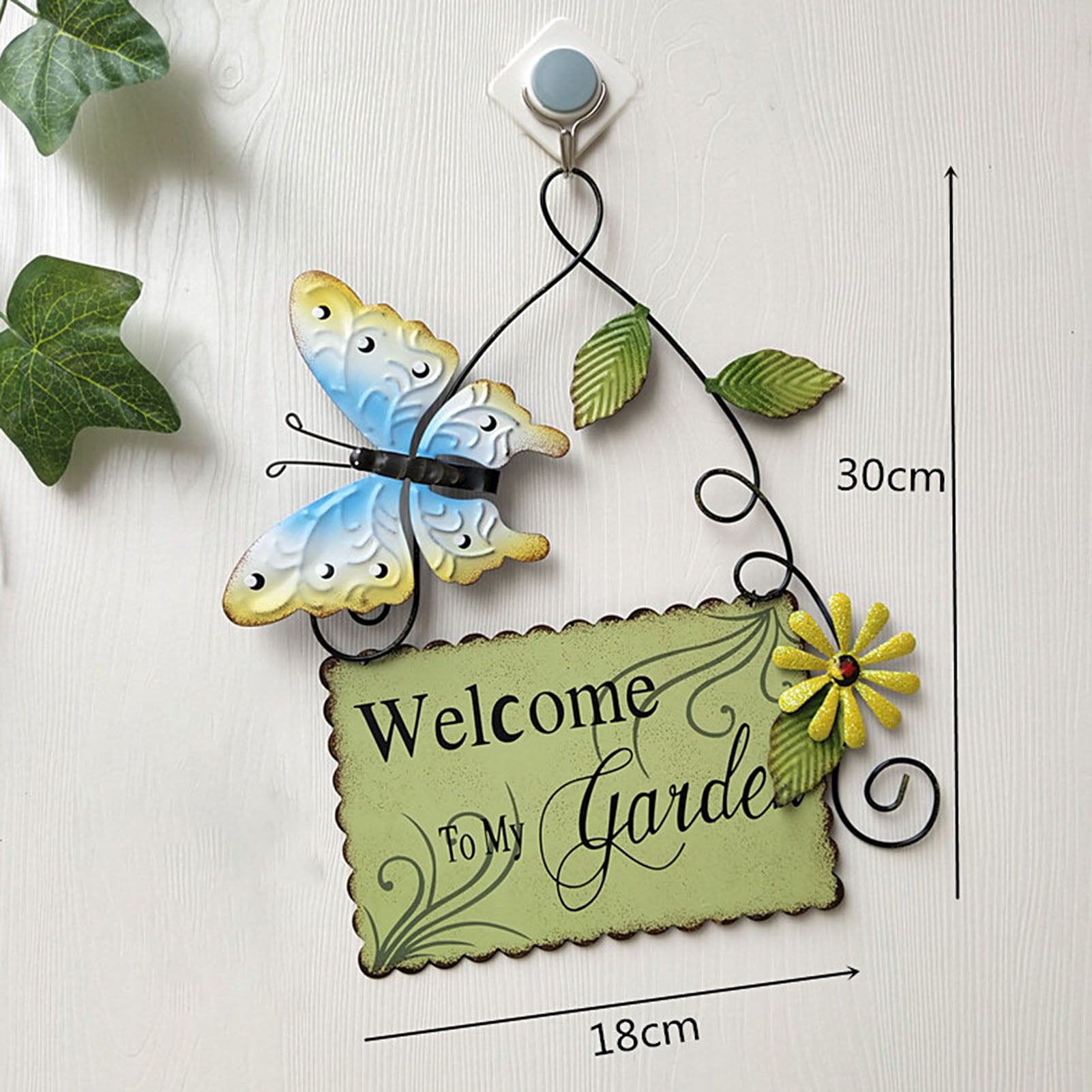 Spring Park Butterfly Metal Garden Stake Welcome Sign Wall Art Animal  Flower Leaf Decor – Walmart For Current Metal Sign Stake Wall Art (View 7 of 20)