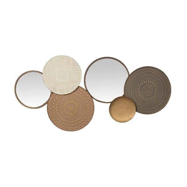 Stratton Home Decor Layered Multi Color Metal Plates With Mirrors Centerpiece  Wall Decor S49282 – The Home Depot Throughout Current Multicolor Metal Plates Centerpiece Wall Art (View 10 of 20)
