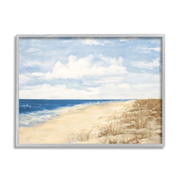 Stupell Industries Tall Grassnautical Beach Coast Cloudy Skyjulie  Derice Framed Print Nature Wall Art 11 In. X 14 In (View 13 of 20)