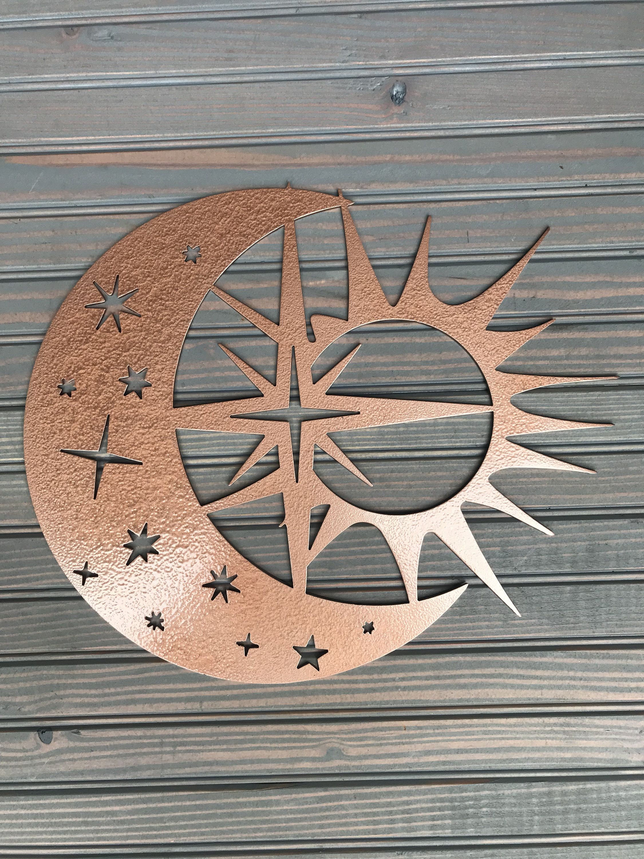 Sun Moon Stars Metal Art Wall Art Home Decor Garden Art – Etsy With Newest Sun Moon Star Wall Art (View 2 of 20)