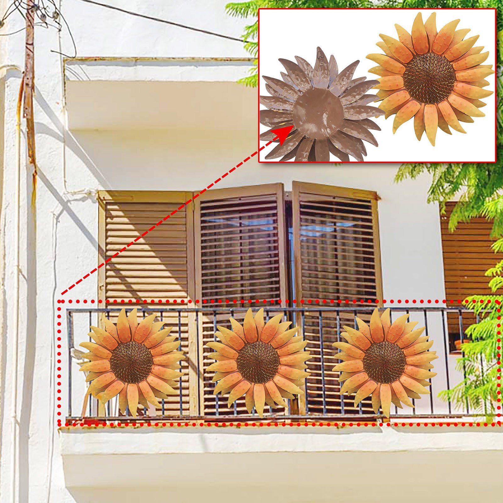 Sunflower Metal Flower Wall Sculptures Yellow Art Home Decoration For Bathroom  Bedroom Balcony Porch Patio Fence Garden Outdoor Within Recent Bathroom Bedroom Fence Wall Art (View 17 of 20)
