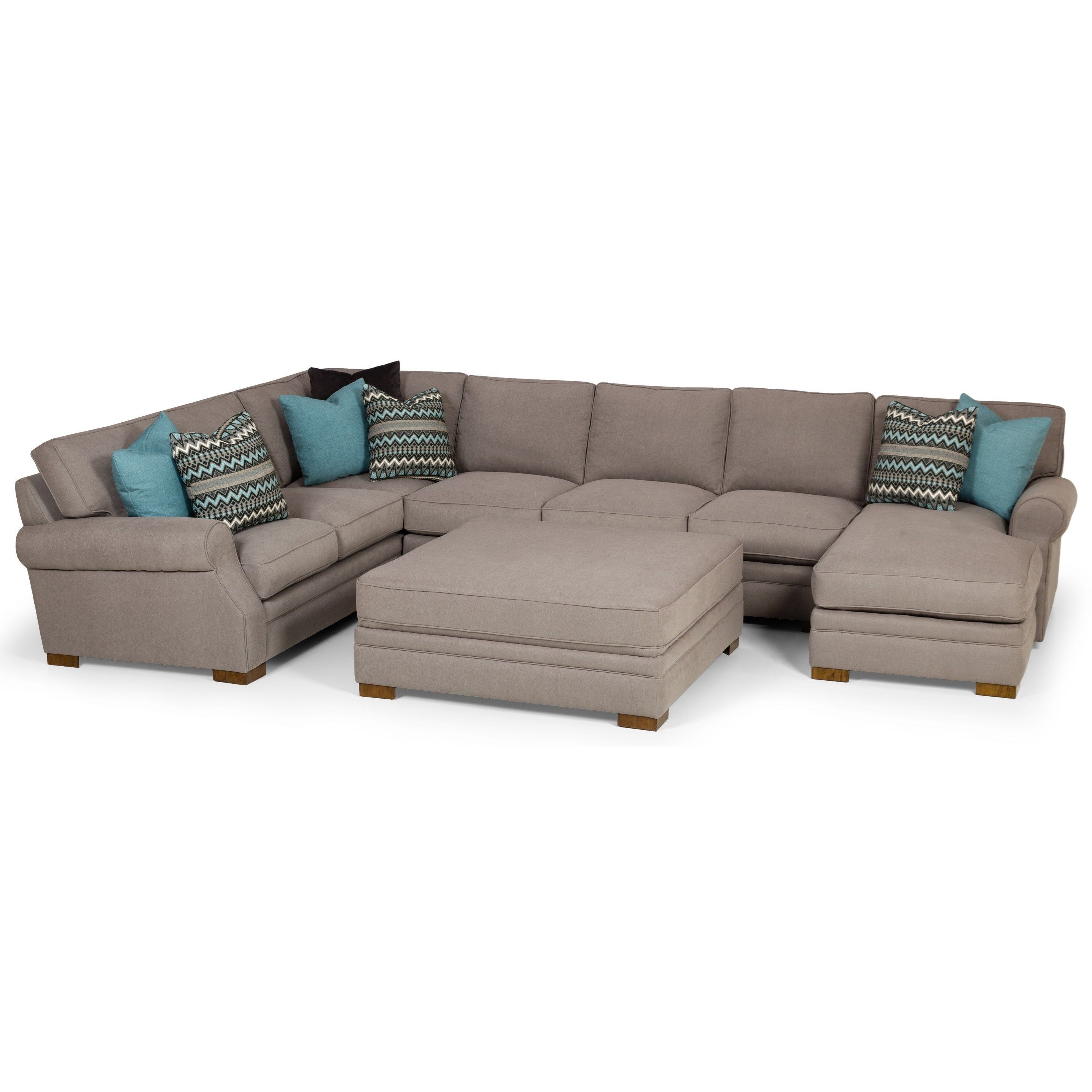 Sunset Home 525 6 Seat U Shape Sectional Sofa With Raf Chaise | Sadler's  Home Furnishings | Sectional Sofas Regarding 6 Seater Sectional Couches (View 6 of 20)