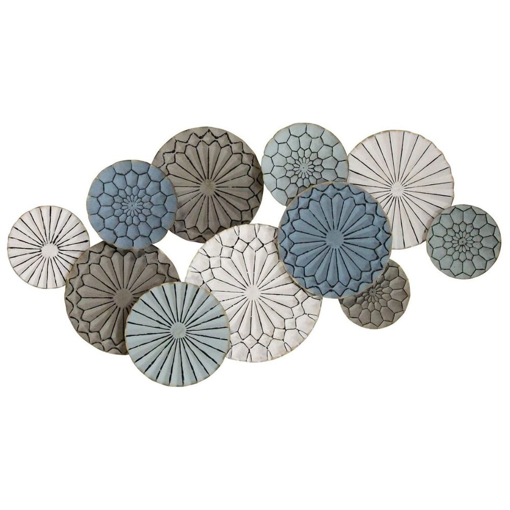 Textured Circular Metal Plates Wall Art Centerpiece Decor Boho Accent  Multicolor | Ebay With Recent Multicolor Metal Plates Centerpiece Wall Art (View 12 of 20)