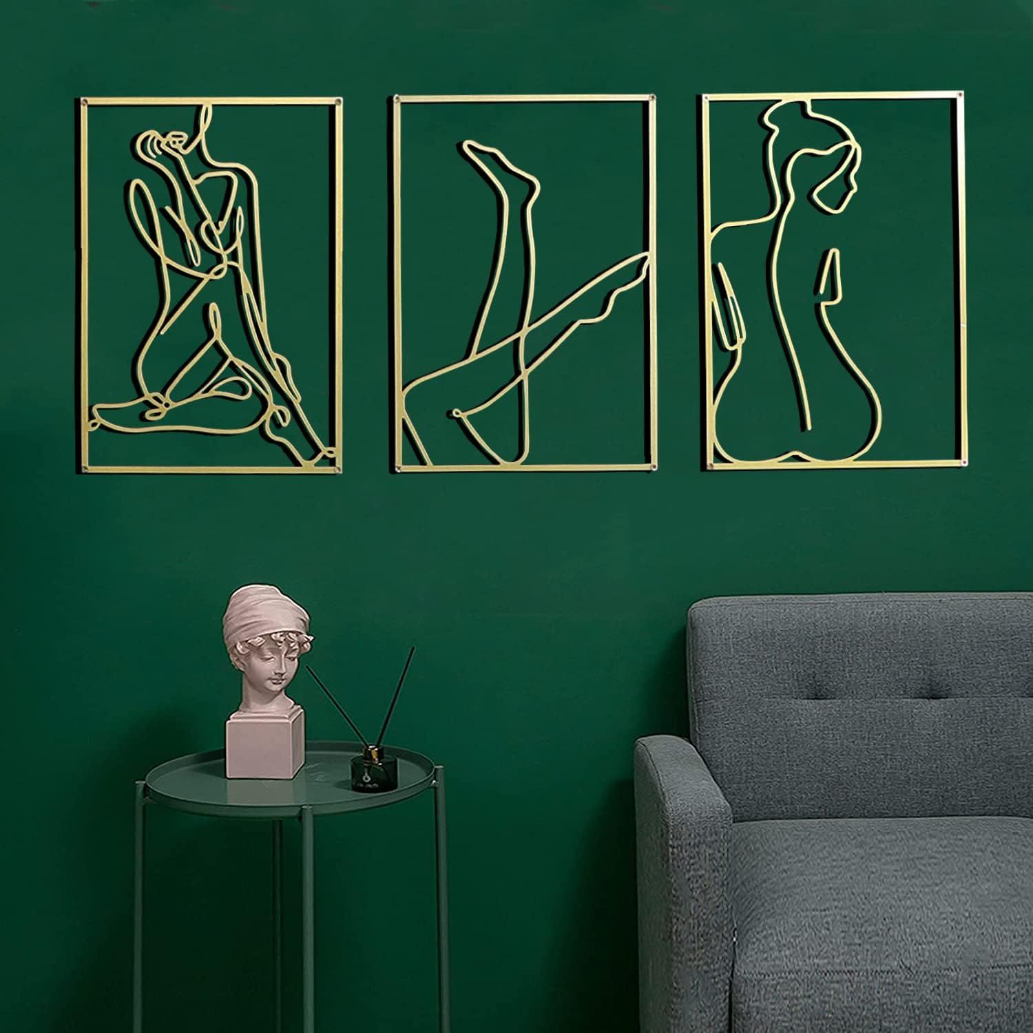 Tramin Gold Wall Decor Large Modern Wall Decor Set India | Ubuy With Newest Large Single Line Metal Wall Art (Gallery 12 of 20)